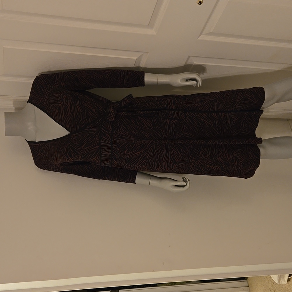 BCBG MAXAZRIA Zebra Print Wrap Dress Black Brown Maroon Size Small